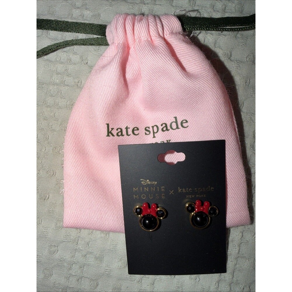 NWT Kate Spade New York Disney minnie mouse studs Earrings Novelty Red Black New